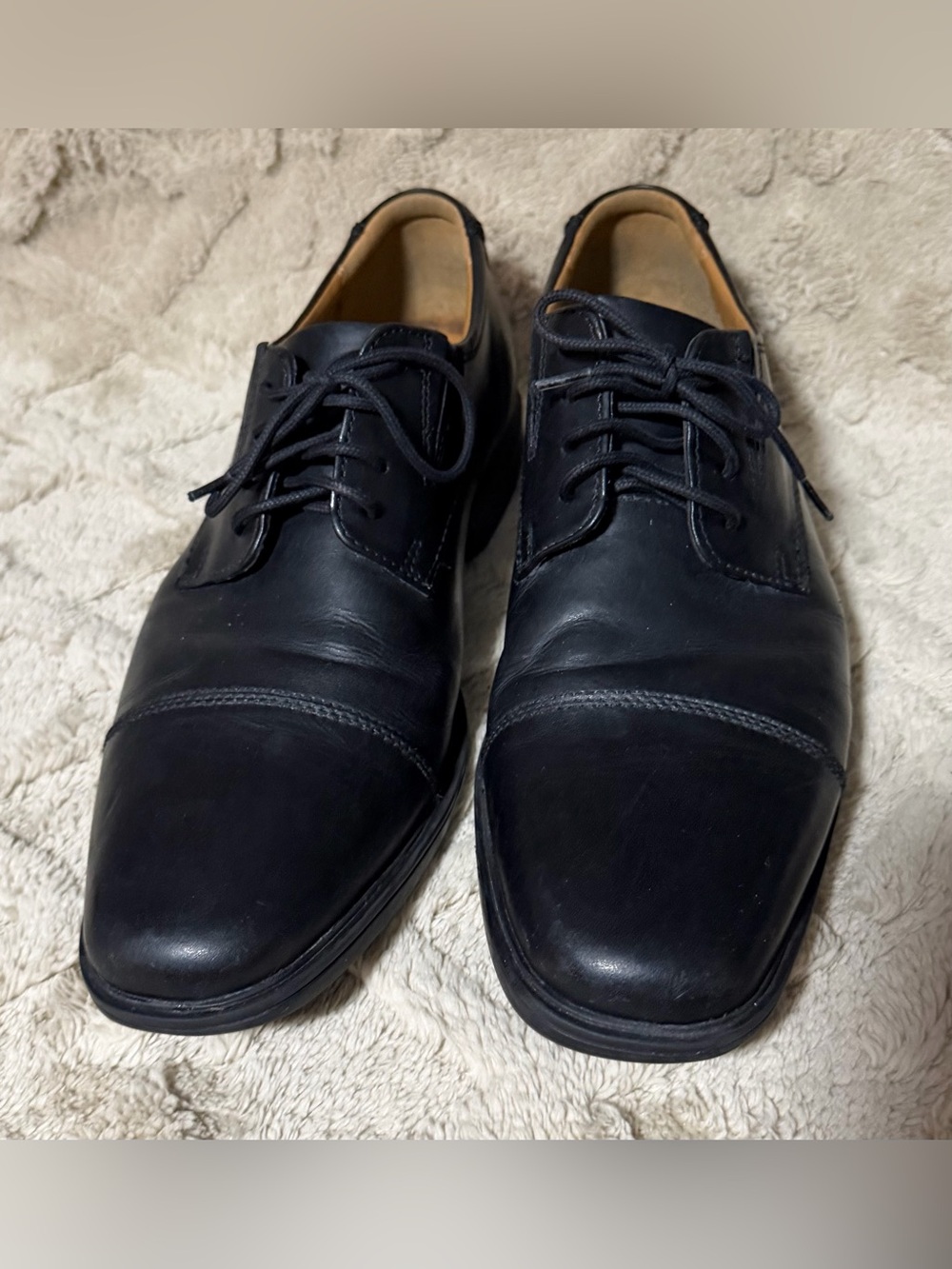 Clarks Black Leather Slip-On Loafers with Tan Lining